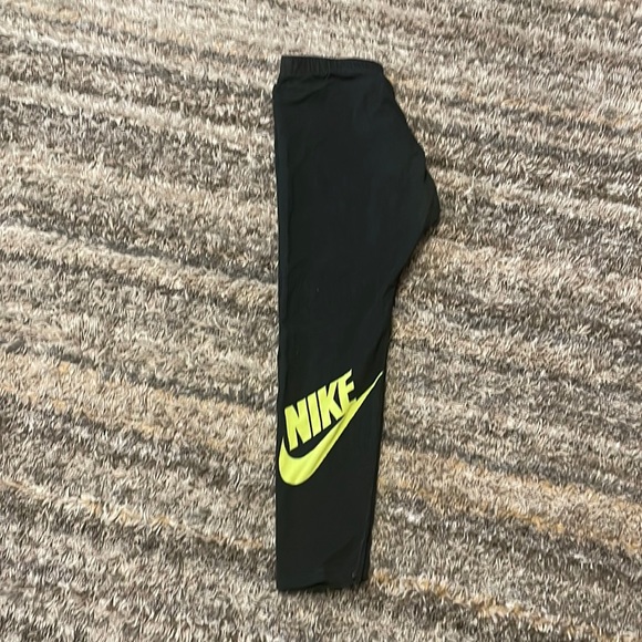Nike Leggings XL Dark Green with neon green logo - Picture 1 of 4